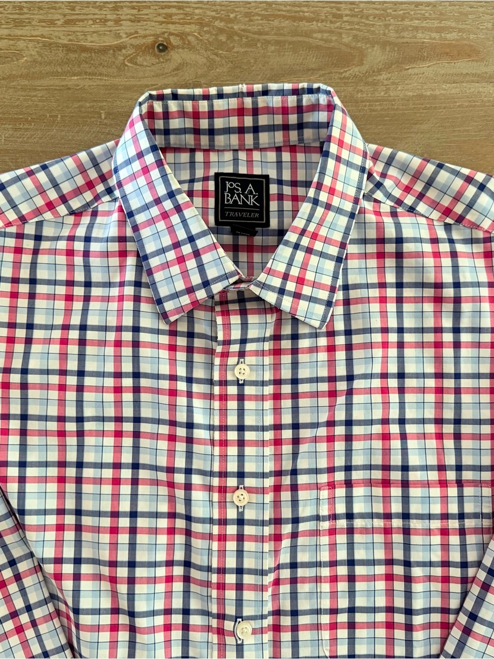 Jos. A. Bank Red Blue Plaid Shirt L